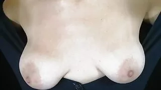 Gentle puffy tits in black clothes