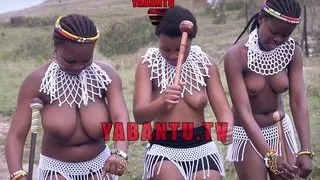 Busty topless South African girls dancing at ceremony