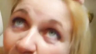 Oral sex in bathroom.