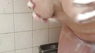 Girlfriend Playing with Tits in Shower