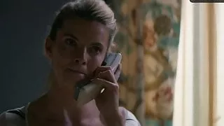 Betty Gilpin in white heavy satin panties