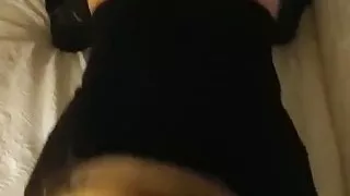 Leather pants blowjob