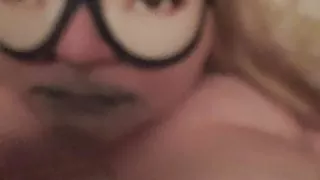 Lynn's black lipstick smeared, her face a cum target