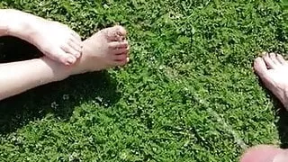 Piss on girlfriends feet