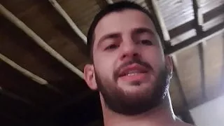 Farmboy jerking off legs up showing hole - uncut hairy cock