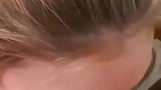 Blondie munching on her friend