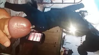 Finished in the ass of cute girl in leggings