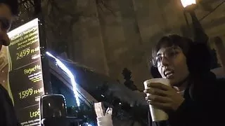 Brunette in live show gets eaten out