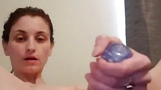 Laura stretches her pussy and rides her dildo