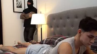 Sexy twink Aaron Perez throatfucked before riding big cock