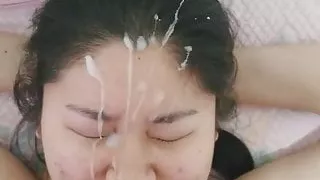 Amateur Asian facial 2
