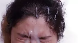 Amateur Asian facial 3
