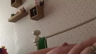 She rubs her big knockers and masturbates next to me