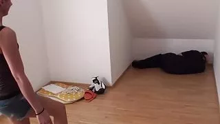 she want train her football on her slave