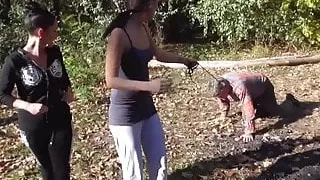 2 german proll brat girls dominate old slave outdoor