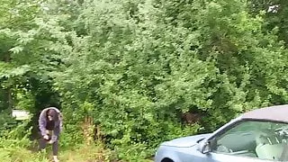 Beautiful brunette babe Lucia Love pissing in public