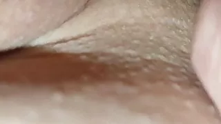 Milf wife’s pussy lips explored, close up