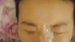 THICK facial on Asian hotties face