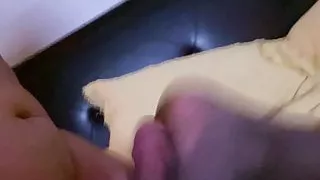Foot fucking and cum on nylon wifes feet