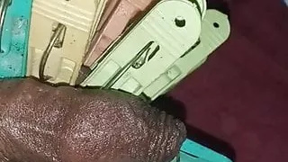 Squeeze my small balls and huge Dildo in my ass