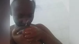 Engorged black tits sucking