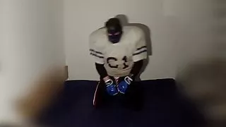 Pwaing off in American Football gear