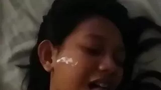 Cute girl cum on face