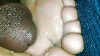 I busted hard on my friend feet