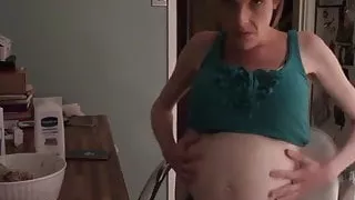 Boney old lady eats a large meal