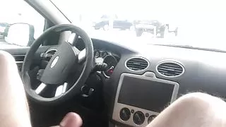 Faggot cum in car on parking