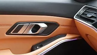 Blonde Muslim has sex in the car in front of hotel with boy