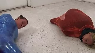 Wrapped up girls fight