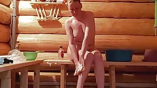 Woman Washes in a Bath and Masturbate Pussy