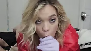 Sexy lingerie Katie Kush deepthroats cock before drilling