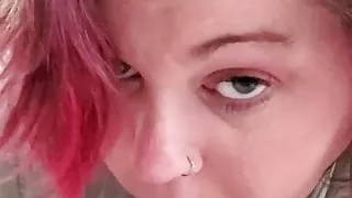 Cute chubby girlfriend giving amazing head