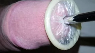 Rolling condom into urethra compilation, urethral sounding
