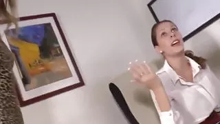 Lesbian boss gets foot worship