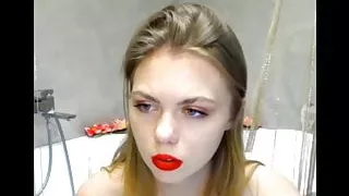 webcam girl red lipstick roter Lippenstift