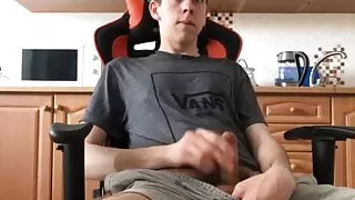 wanking and cumming in the kitchen