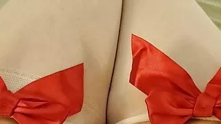 Sissy in Christmas Panties,  Thigh Highs and Heels