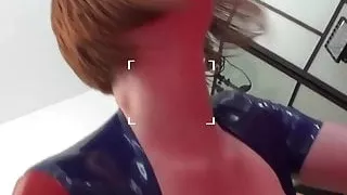 Ravishing busty babe in latex fingered and hardcore fucked