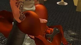 Titfucking huge breasted orange Twi'lek in the club