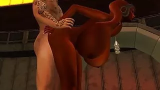 Fucking huge breasted orange Twi'lek in the club 1