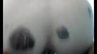 Little sissy destroing her ass with a  black dildo