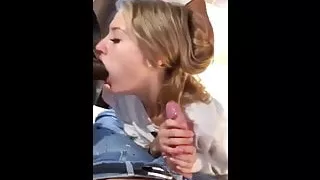 Girl Measures Guy's Dick while Blowing him