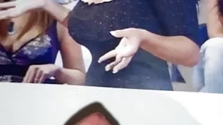 cumtribute on big boobs of italian television  celebrity