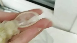 My piggy bank, I suck and fold the condoms. I freeze.