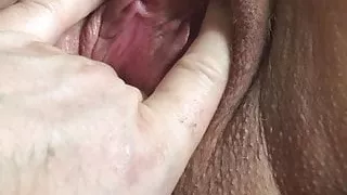 BBW amateur wife close-up fingering