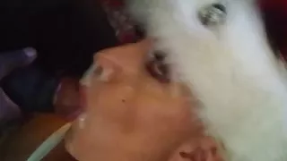 Miss Santa gets facial and swallows from BBC