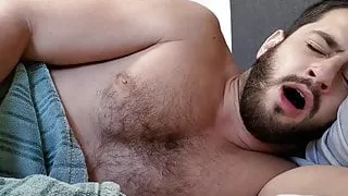 Straight roommate invites you to bed for a nap - hairy chest